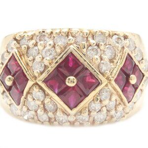 1.25 Carat Natural Red Ruby and Diamonds in 14K Solid Yellow Gold Women Ring